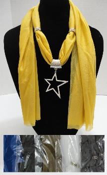 Scarf Necklace-Rhinestone Star 68"